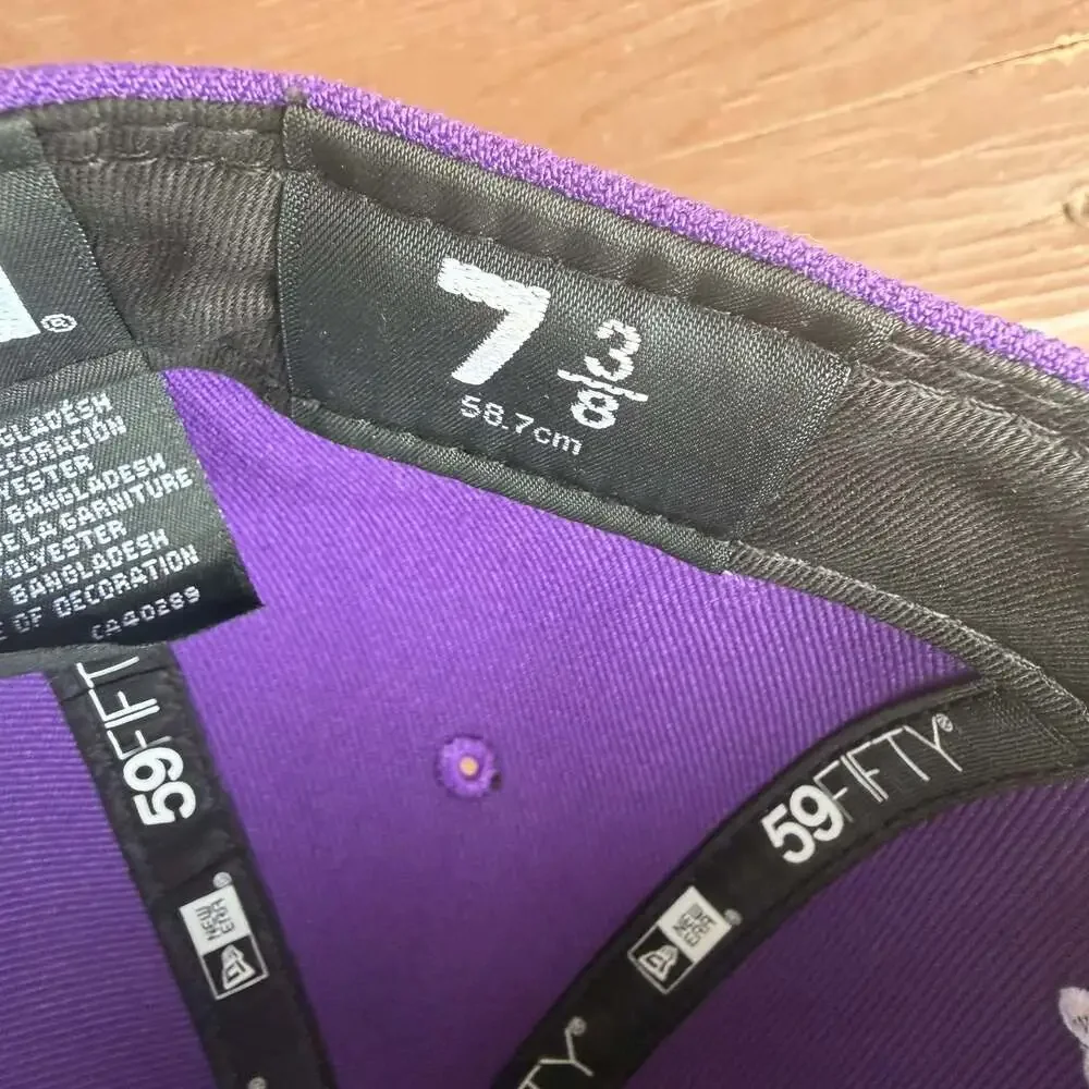 New Era 59Fifty Minnesota Vikings V NFL Purple Fitted Hat Cap Lid 7 3/8